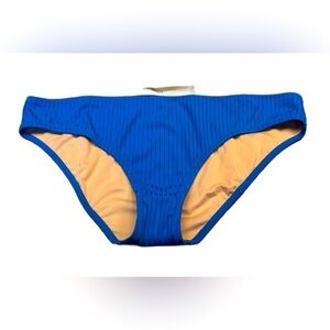 NWT J. Crew Blue Wide-Rib Hipster Full-Coverage Bikini Bottom, Low-Mid-Rise, XL